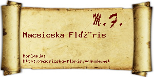 Macsicska Flóris névjegykártya